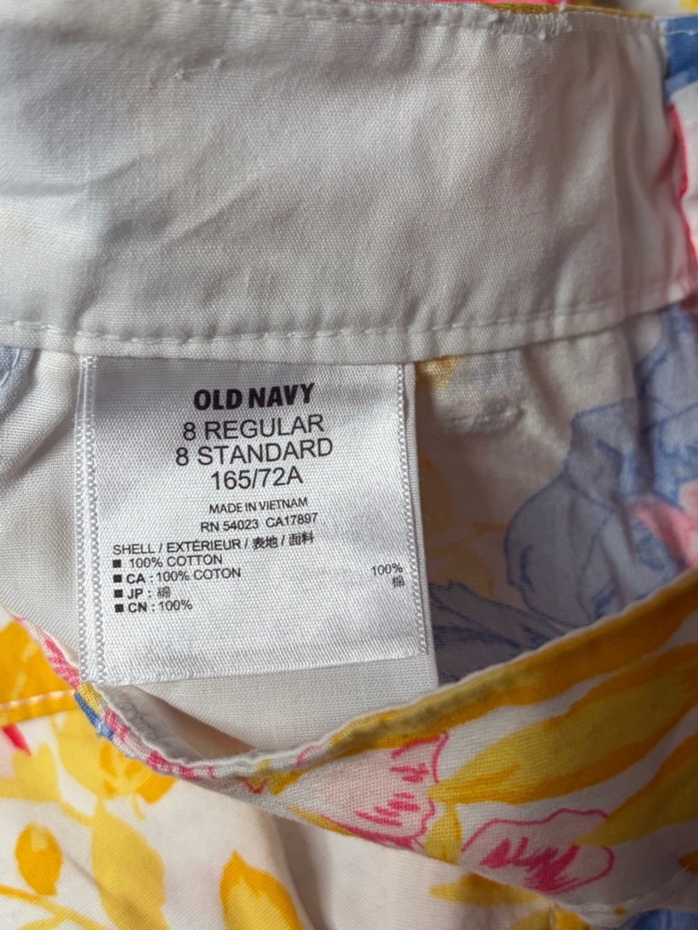 Floral Cotton Women's Shorts - White with Pink, Blue & Yellow - Picture 3 of 3